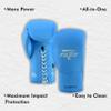 Fadi Sports Authentic Series A2 Unisex Pro Lace-Up Boxing Gloves - Genuine Cowhide Leather | Optimal for Boxing, MMA, Muay Thai, Kickboxing, Martial Arts Training & Sparring (Blue, 12 oz) view 4