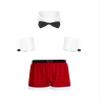 FEESHOW Mens Sexy Christmas Santa Costume Tuxedo Bow Tie with Boxer Briefs Role Play Outfits D01Red XX-Large view 1