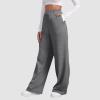Women Wide Leg Baggy Sweatpants With Pockets Plus Size Fleece Lined Flare Winter Casual Loose Joggers Drawstring Elastic Waist Athletic Pants Comfy Lounge Pants view 2