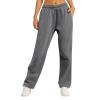 Women Wide Leg Baggy Sweatpants With Pockets Plus Size Fleece Lined Flare Winter Casual Loose Joggers Drawstring Elastic Waist Athletic Pants Comfy Lounge Pants view 3