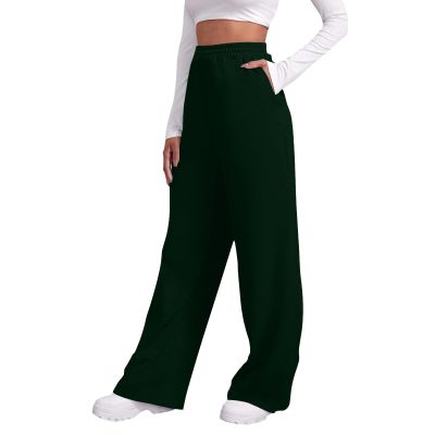 Women Wide Leg Sweatpants Baggy Straight Leg Sweatpants with Pockets Plus Size Fleece Lined Flare Sweatpants Winter Casual Loose Joggers Drawstring Elastic Waist Athletic Pants Comfy Lounge Pants