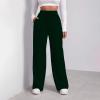 Women Wide Leg Sweatpants Baggy Straight Leg Sweatpants with Pockets Plus Size Fleece Lined Flare Sweatpants Winter Casual Loose Joggers Drawstring Elastic Waist Athletic Pants Comfy Lounge Pants view 2