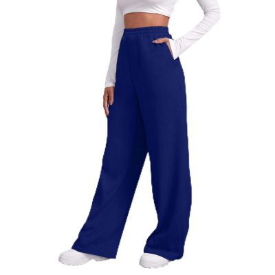 Women Wide Leg Sweatpants Baggy Straight Leg Sweatpants with Pockets Plus Size Fleece Lined Flare Sweatpants Winter Casual Loose Joggers Drawstring Elastic Waist Athletic Pants Comfy Lounge Pants