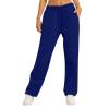Women Wide Leg Sweatpants Baggy Straight Leg Sweatpants with Pockets Plus Size Fleece Lined Flare Sweatpants Winter Casual Loose Joggers Drawstring Elastic Waist Athletic Pants Comfy Lounge Pants view 2