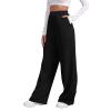 Women Wide Leg Sweatpants Baggy Straight Leg Sweatpants with Pockets Plus Size Fleece Lined Flare Sweatpants Winter Casual Loose Joggers Drawstring Elastic Waist Athletic Pants Comfy Lounge Pants view 1