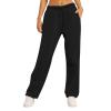Women Wide Leg Sweatpants Baggy Straight Leg Sweatpants with Pockets Plus Size Fleece Lined Flare Sweatpants Winter Casual Loose Joggers Drawstring Elastic Waist Athletic Pants Comfy Lounge Pants view 4