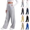 Women Wide Leg Sweatpants Baggy Straight Leg Sweatpants with Pockets Plus Size Fleece Lined Flare Sweatpants Winter Casual Loose Joggers Drawstring Elastic Waist Athletic Pants Comfy Lounge Pants view 1