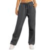 Women Wide Leg Sweatpants Baggy Straight Leg Sweatpants with Pockets Plus Size Fleece Lined Flare Sweatpants Winter Casual Loose Joggers Drawstring Elastic Waist Athletic Pants Comfy Lounge Pants view 3