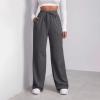 Women Wide Leg Sweatpants Baggy Straight Leg Sweatpants with Pockets Plus Size Fleece Lined Flare Sweatpants Winter Casual Loose Joggers Drawstring Elastic Waist Athletic Pants Comfy Lounge Pants view 4