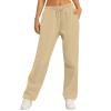 Women Wide Leg Sweatpants Baggy Straight Leg Sweatpants with Pockets Plus Size Fleece Lined Flare Sweatpants Winter Casual Loose Joggers Drawstring Elastic Waist Athletic Pants Comfy Lounge Pants view 3