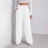 Women Wide Leg Sweatpants Baggy Straight Leg Sweatpants with Pockets Plus Size Fleece Lined Flare Sweatpants Winter Casual Loose Joggers Drawstring Elastic Waist Athletic Pants Comfy Lounge Pants view 4