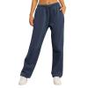 Women Wide Leg Sweatpants Baggy Straight Leg Sweatpants with Pockets Plus Size Fleece Lined Flare Sweatpants Winter Casual Loose Joggers Drawstring Elastic Waist Athletic Pants Comfy Lounge Pants view 3
