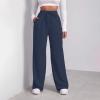 Women Wide Leg Sweatpants Baggy Straight Leg Sweatpants with Pockets Plus Size Fleece Lined Flare Sweatpants Winter Casual Loose Joggers Drawstring Elastic Waist Athletic Pants Comfy Lounge Pants view 4