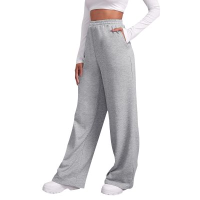 Women Wide Leg Sweatpants Baggy Straight Leg Sweatpants with Pockets Plus Size Fleece Lined Flare Sweatpants Winter Casual Loose Joggers Drawstring Elastic Waist Athletic Pants Comfy Lounge Pants