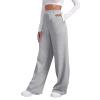 Women Wide Leg Sweatpants Baggy Straight Leg Sweatpants with Pockets Plus Size Fleece Lined Flare Sweatpants Winter Casual Loose Joggers Drawstring Elastic Waist Athletic Pants Comfy Lounge Pants view 1