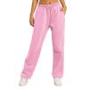Women Wide Leg Sweatpants Baggy Straight Leg Sweatpants with Pockets Plus Size Fleece Lined Flare Sweatpants Winter Casual Loose Joggers Drawstring Elastic Waist Athletic Pants Comfy Lounge Pants view 3