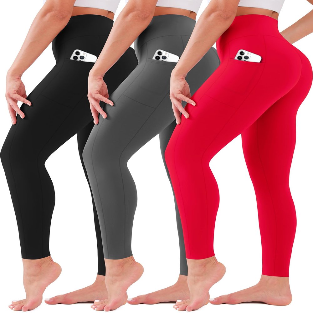 3 Pack Leggings for Women High Waisted No See-Through Tummy Control Soft Yoga Pants Womens Workout Athletic Running Leggings