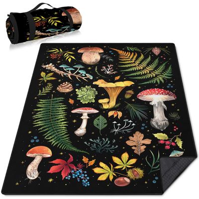 awufncksn Mushroom Picnic Blankets Waterproof Foldable, 60X80Thick Three Layer Picnic Mat Outdoor Blanket for Grass,Cute Beach Blanket Sandproof Picnic Accessories for Camping Party Park Hiking