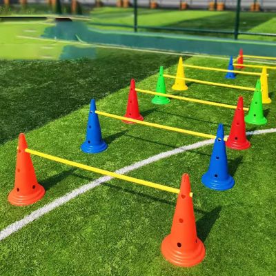 RENLXFI Agility Training Hurdle Cone Set, Flexible Slalom Poles for Athletes Agility Drills and Fun Competitions, Soccer Agility Training, 10 Cones and 5 Poles (Size : 1.5m/59.1in)