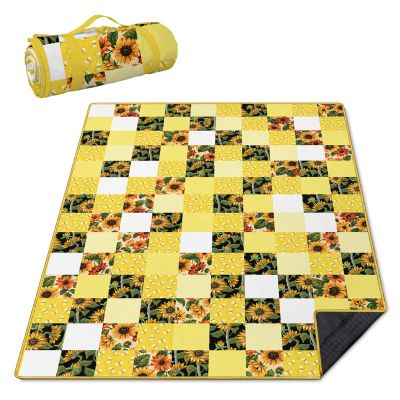 awufncksn Checkered Picnic Blankets Waterproof Foldable, 60X80Sunflower Picnic Mat Outdoor Blanket for Grass, Cute Bee Thick Beach Blanket Sandproof Picnic Accessories for Camping Party Park Patio