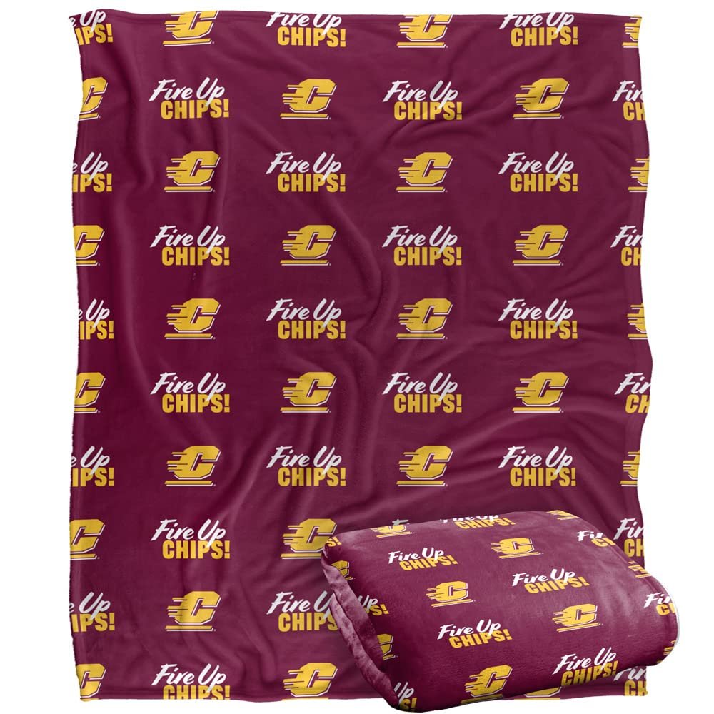 Central Michigan University Blanket, 60"x80" Logo Pattern Silky Touch Super Soft Throw Blanket