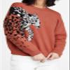 Angashion Women's Sweaters Casual Floral Printed Patchwork Long Sleeves Knitted Pullover Cropped Sweater Tops 182 Orange X-Large view 2