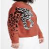 Angashion Women's Sweaters Casual Floral Printed Patchwork Long Sleeves Knitted Pullover Cropped Sweater Tops 182 Orange X-Large view 4