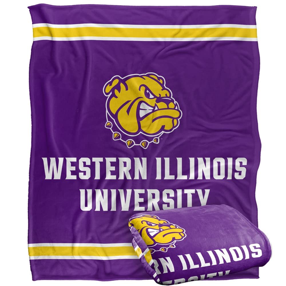 Western Illinois University Blanket, 60"x80" Primary Logo Stripes Silky Touch Super Soft Throw Blanket
