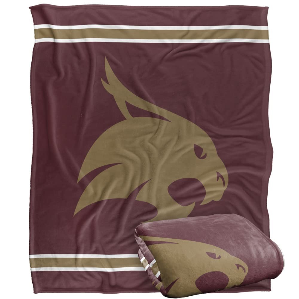 Texas State University Blanket, 60"x80" Primary Logo Stripes Silky Touch Super Soft Throw Blanket