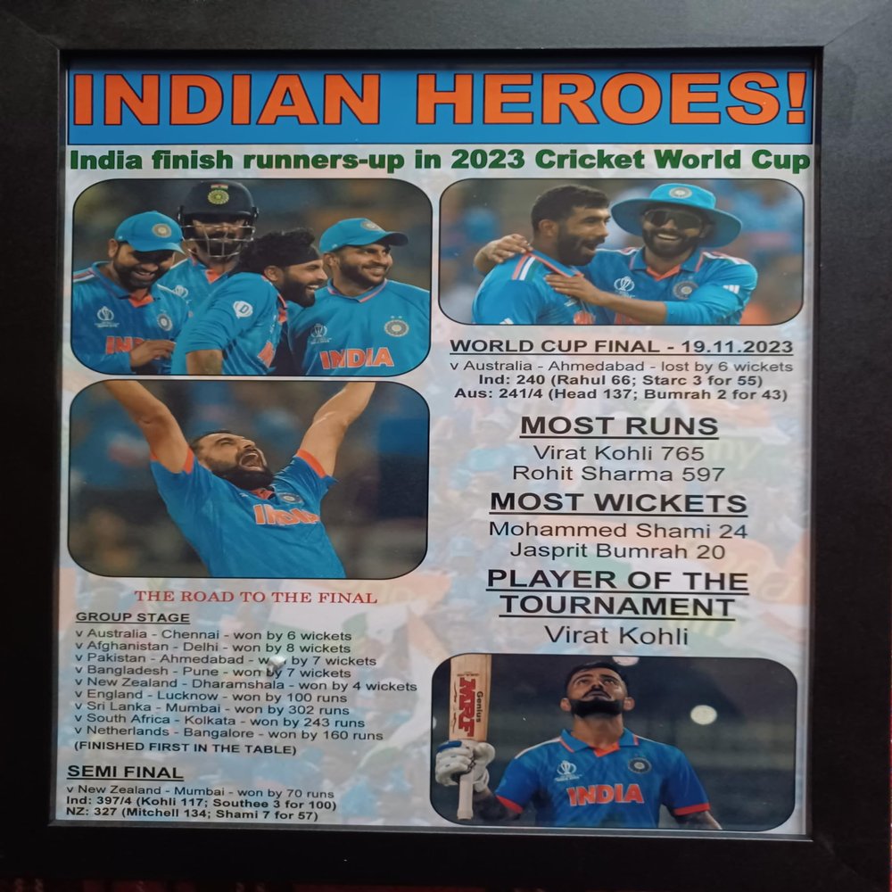 Assorted India 2023 Cricket World Cup runners-up - framed print
