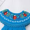 Baby Floral Embroidered Off-Shoulder Traditional Mexican Dress for Girls - Cinco De Mayo Dress - Blue, 3-4 Years view 3