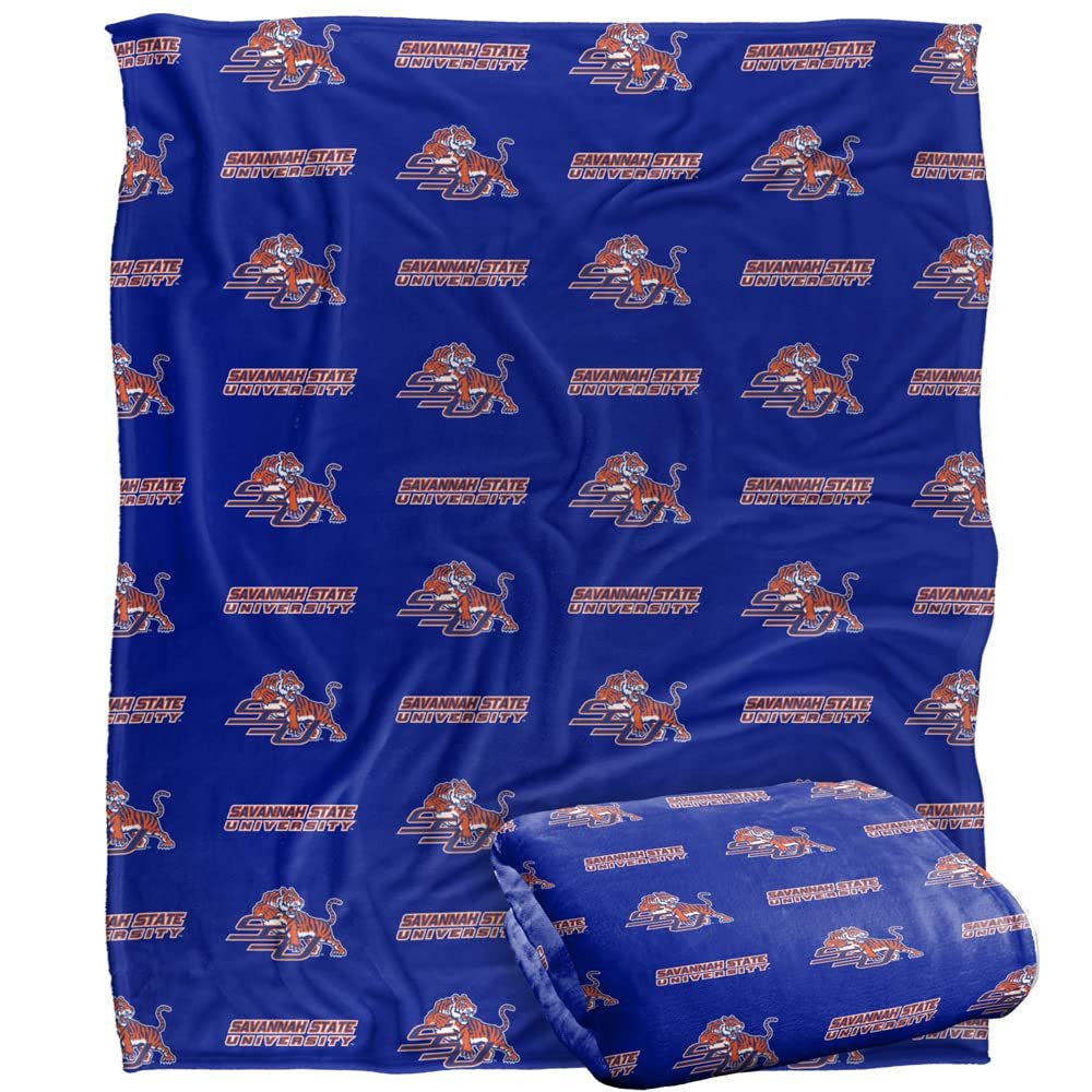 Savannah State University Blanket, 60"x80" Logo Pattern Silky Touch Super Soft Throw Blanket