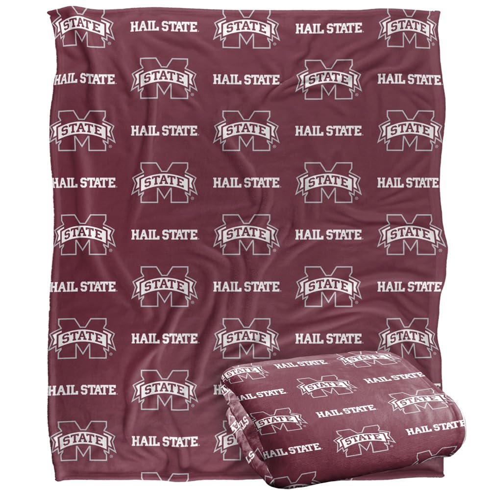 Mississippi State University Blanket, 60"x80" Logo Pattern Silky Touch Super Soft Throw Blanket