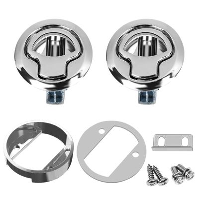 Necmetu 2 Pack Boat Slam Latch 2" Zinc Alloy RV Flush Latch Lock,100% Metal Marine Deck Hatch Door Flush Pull Latch,Heavy Duty Lid Lock for Hatch Door Cabinet Hardware on RV Boat Camper (Silvery)