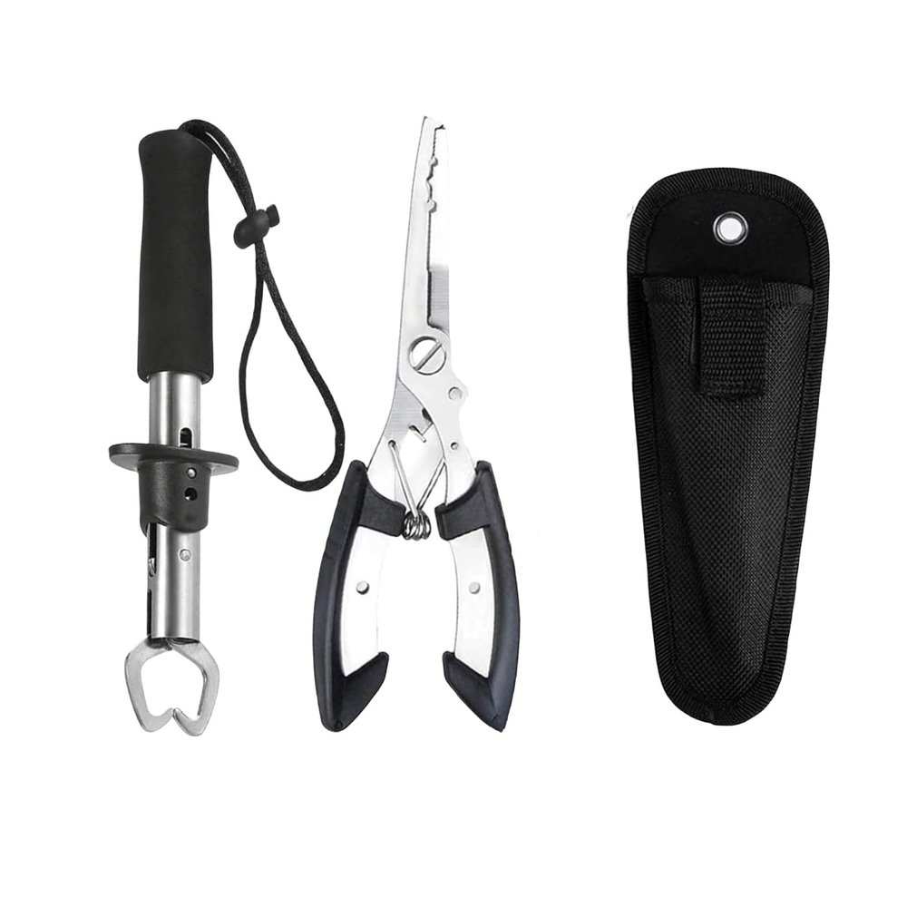 EBIEFLY Split Ring Pliers for Fishing Hook Remover Multitool Fishing Pliers with Sheath Saltwater and Freshwater Fish Lip Gripper Gifts for Fisherman