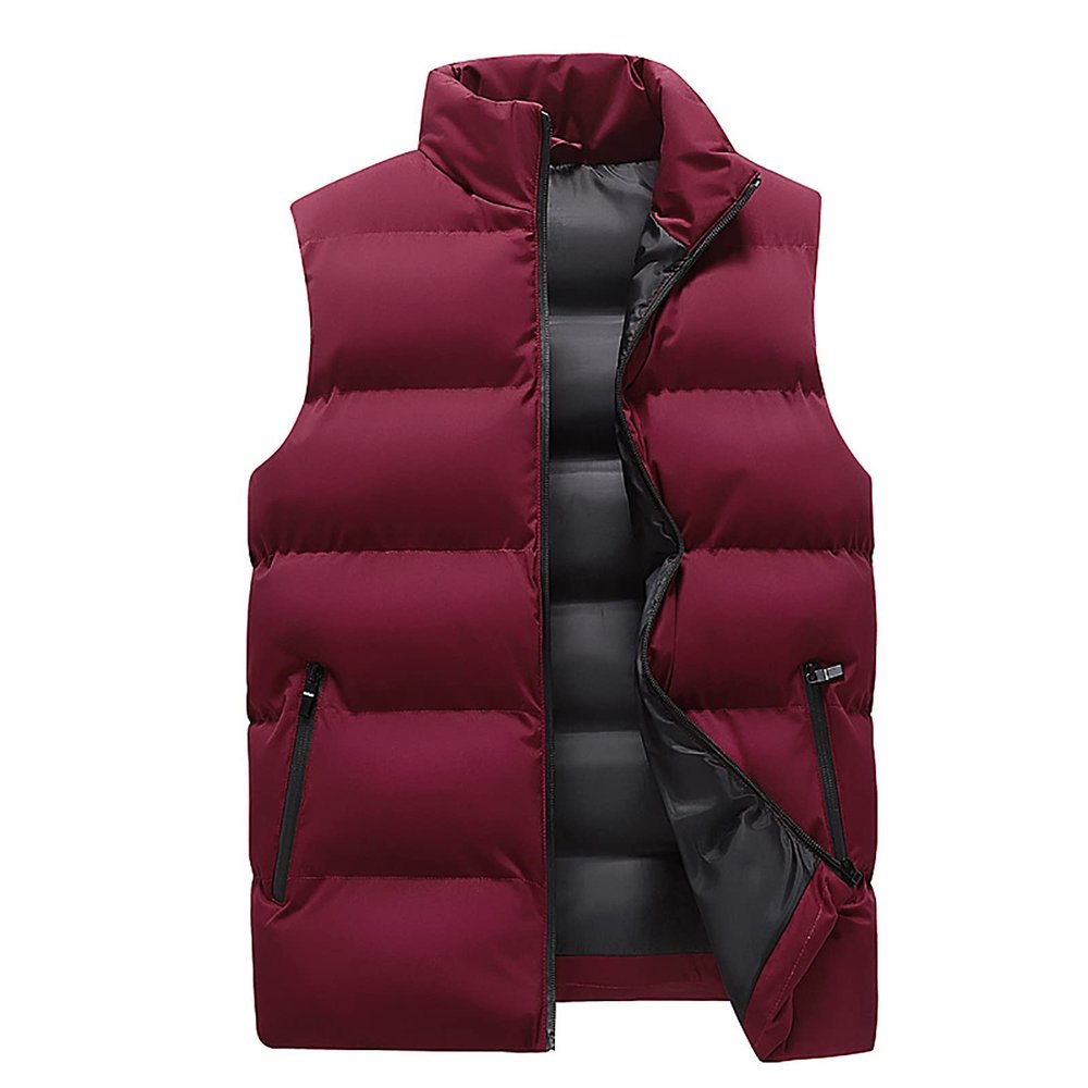 HGps8w Plus Size Women's Puffer Vest, Stand Collar Sleeveless Zip Up Puffy Coats Warm Winter Padded Gilet Jacket with Pockets