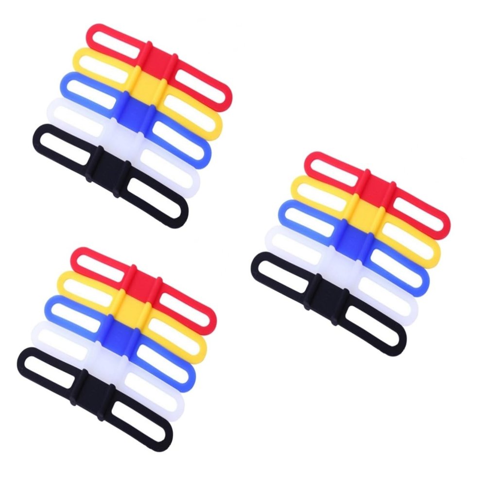 BESPORTBLE 15pcs Bike Flashlight Holder Silicone Band Cycling Light Belt Clip for Handlebars