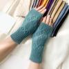 YOLAI Women's Arm Warmers Short Fingerless Gloves Thumbhole Warm Wrist Arm Warmers Driving Armsleeve (B, One Size) view 2
