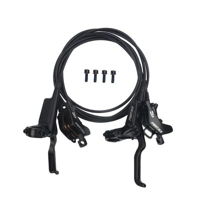 MirOdo Mountain Bike Hydraulic Disc Brake Set Right Front 950mm Left Rear 1800mm Disc Brake Kit 4 Piston Hydraulic Brake with Alu Alloy Brake Levers & Calipers