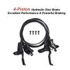 MirOdo Mountain Bike Hydraulic Disc Brake Set Right Front 950mm Left Rear 1800mm Disc Brake Kit 4 Piston Hydraulic Brake with Alu Alloy Brake Levers & Calipers view 2