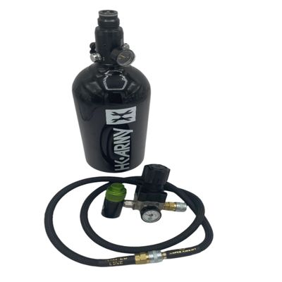Clover Airsoft - HPA Player Package! Includes, Tank, Regulator, and HPA Line! (48 Cubic in. 3000 PSI (~3,000 Shots/Fill), Black Heavy Weave Line)