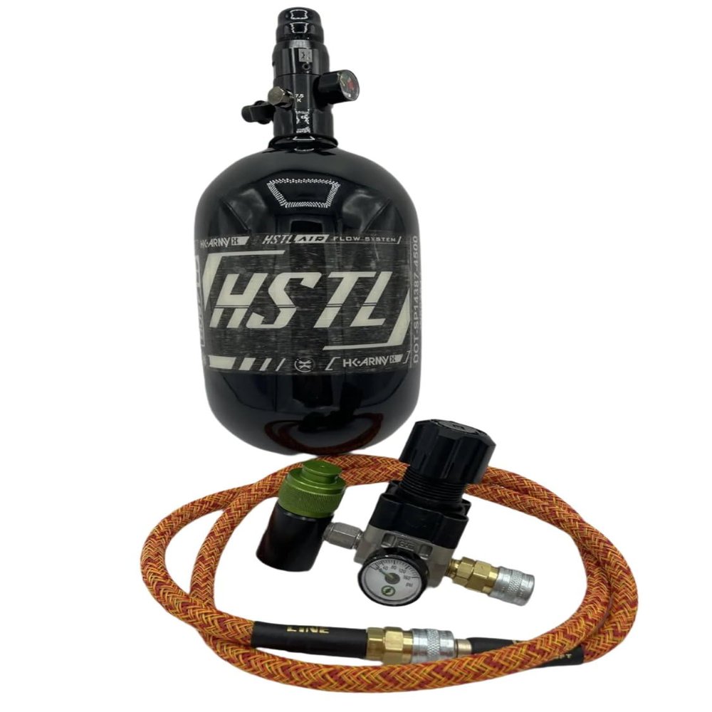 Clover Airsoft - HPA Player Package! Includes, Tank, Regulator, and HPA Line! (68 Cubic in. 4,500 PSI (~7,000 Shots/Fill), Fire Heavy Weave Line)