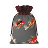 SSIMOO Traditional Koi Carps With Spots Linen Drawstring Gift Bagelegant Fabric Gift Bag For Festivals And Special Occasions view 2