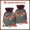 SSIMOO Traditional Koi Carps With Spots Linen Drawstring Gift Bagelegant Fabric Gift Bag For Festivals And Special Occasions view 3