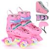 VEZLOPUS Roller Skates, Adjustable Pink Roller Skates with Light up Wheels for Girls, Teens, Women Beginner & Advance | with Protective Gears and Carry Bag view 1