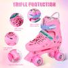 VEZLOPUS Roller Skates, Adjustable Pink Roller Skates with Light up Wheels for Girls, Teens, Women Beginner & Advance | with Protective Gears and Carry Bag view 3