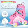 VEZLOPUS Roller Skates, Adjustable Pink Roller Skates with Light up Wheels for Girls, Teens, Women Beginner & Advance | with Protective Gears and Carry Bag view 4