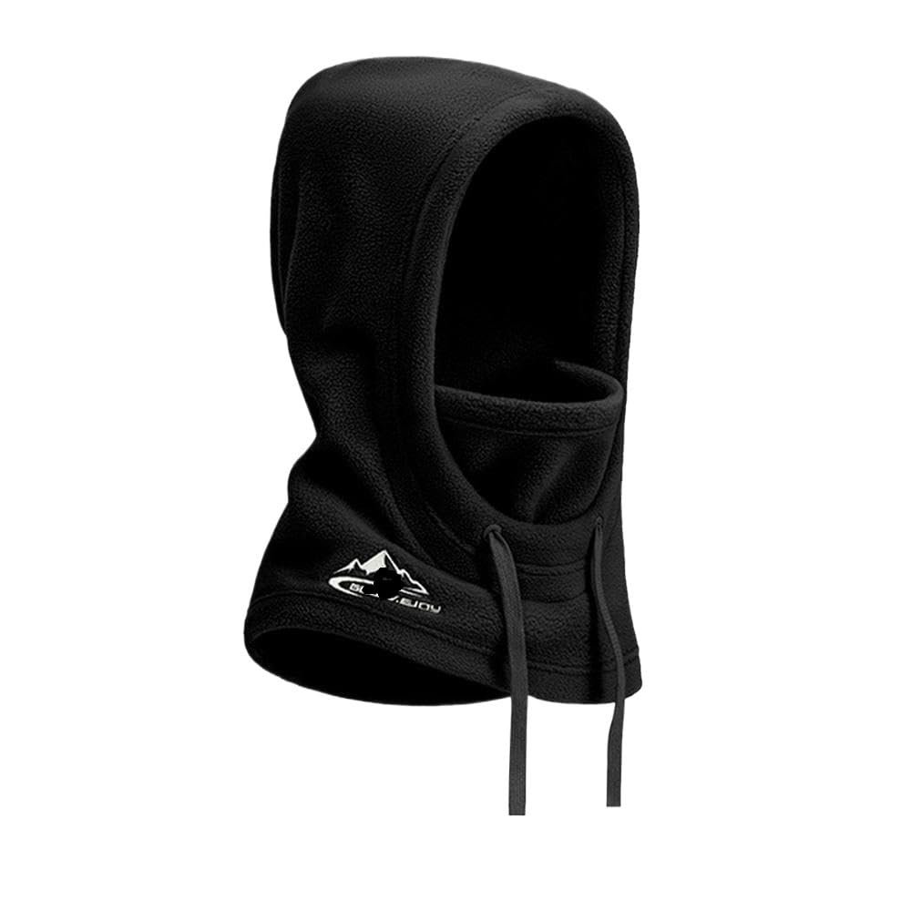 CHRISK Men Balaclava Ski Cycling Cap Fleece Hood Windproof Face Mask Outdoor Neck Warmmer Winter Thermal Fleece Balaclava Hat (Color : Black, Size : One Size)