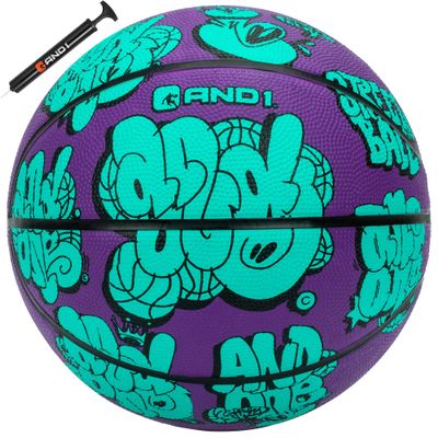 AND1 Toss Up 28.5 Rubber Basketball: Streetball for Indoor and Outdoor Use, Deep Channel Construction and Durability, Includes 10 Pump