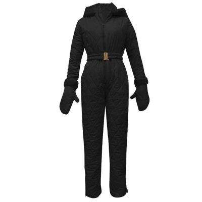 SACFOF Women's One Piece Ski Suits Onesie Waterproof Jumpsuits Fur Collar Coat Snowsuit Ski Skiing Outdoor Sports Jumpsuit, 5X-Large, Black